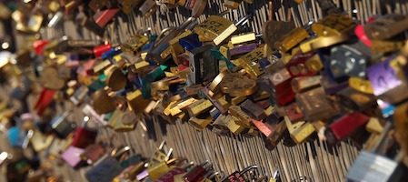 padlocks attached to a wall