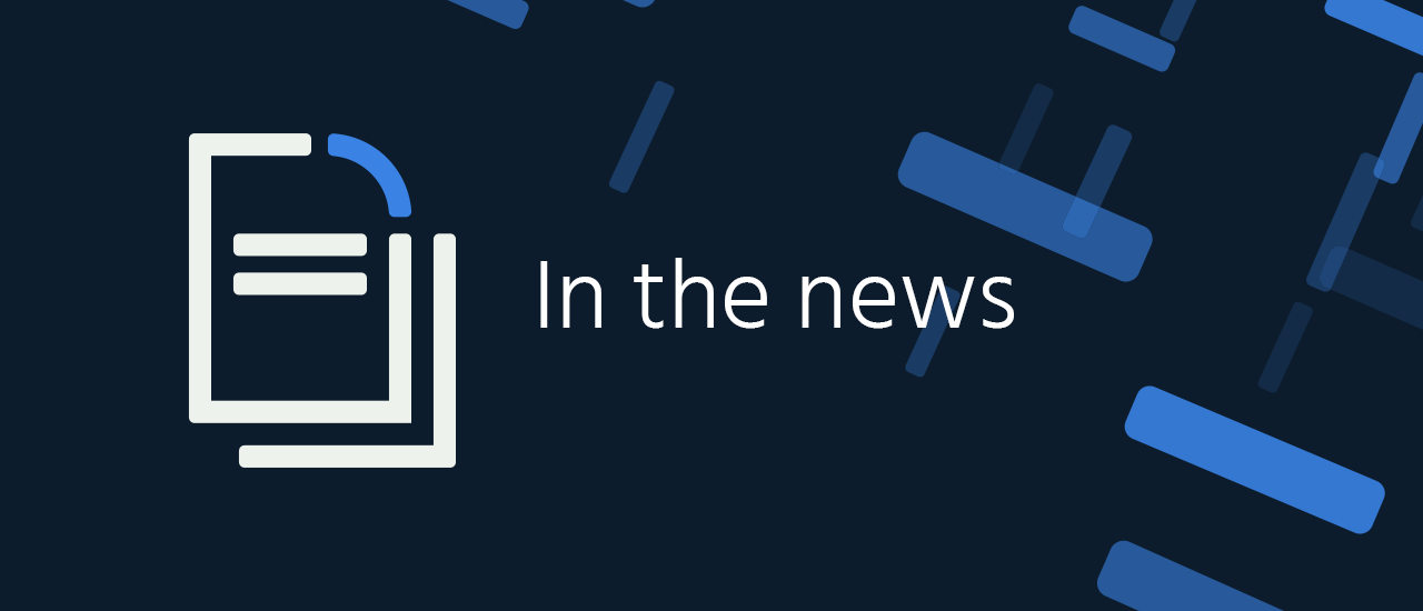 the text "in the news" on a black background